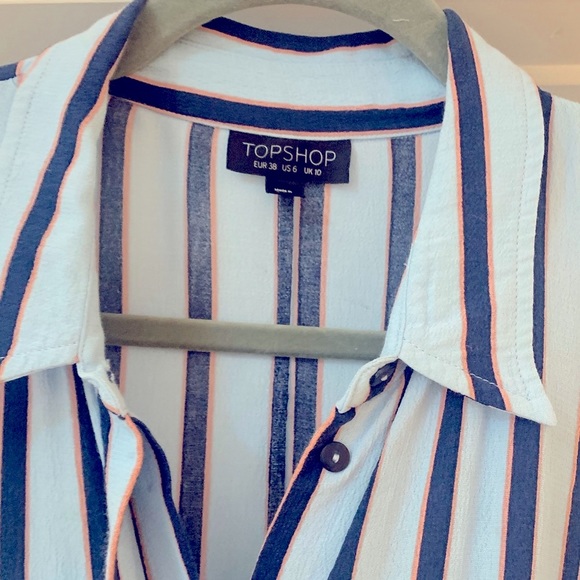TOPSHOP Striped Button Down Shirt Mini 👗 Dress - Picture 4 of 8